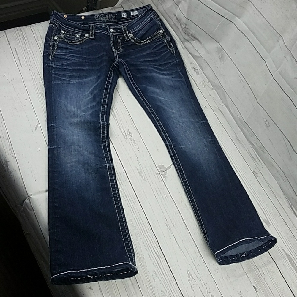 Miss Me Dark Indigo Bootcut Jeans with Embellished Pockets - Picture 5 of 7